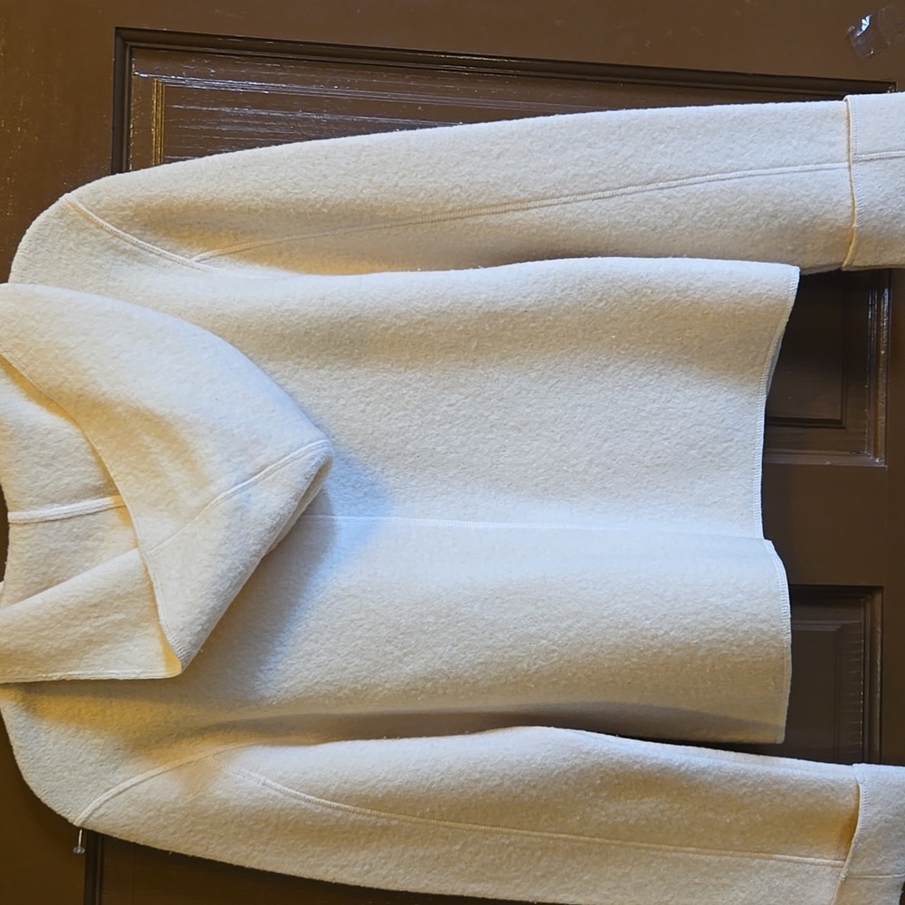 Ann Taylor-Wool ivory button down front hooded sweater Sz S - Picture 7 of 7
